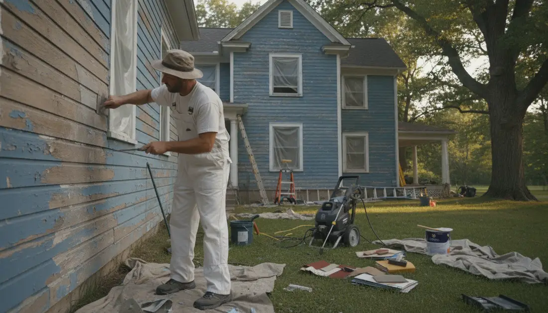 Surface preparation exterior house painting